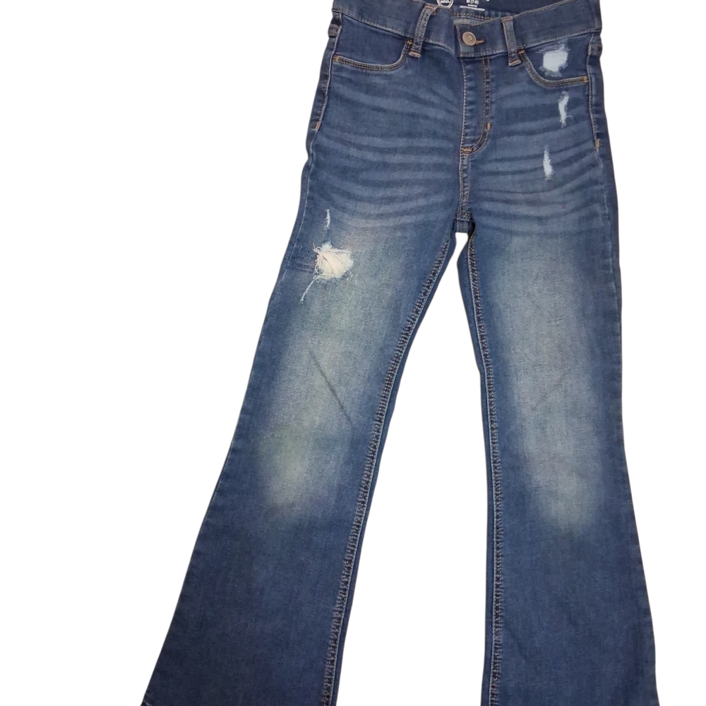 Distressed Flared Jeans Blue Girls Size 7/8